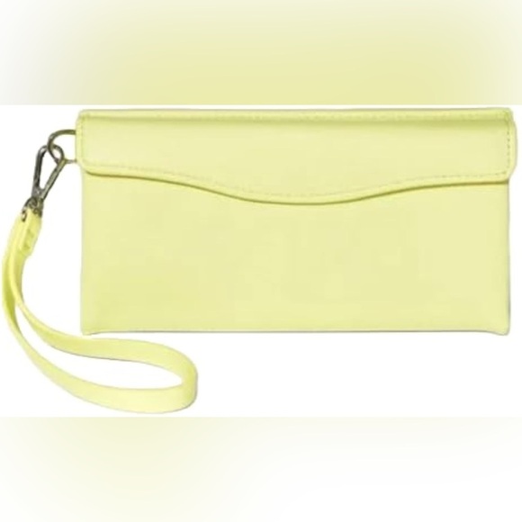 a new day Handbags - NWOT A New Day Flap Pouch with Folded Double Interior Wristlet Yellow